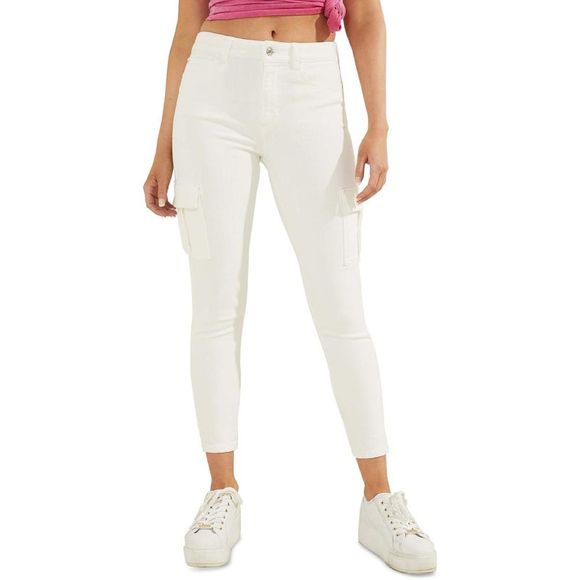 Guess Denim - Guess Womens 1981 White Skinny High Rise Denim Cargo Jeans NWOT